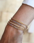 20K Gold Pave Blue Sapphire Bar Bracelet on 18K Chain - Peridot Fine Jewelry - Caroline Ellen