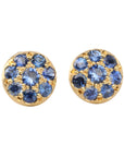 20K Gold Pave Blue Sapphire Disc Studs - Peridot Fine Jewelry - Caroline Ellen