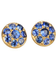 20K Gold & Pave Blue Sapphire "Lentil" Studs. - Peridot Fine Jewelry - Caroline Ellen