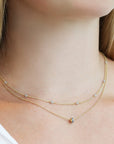 20K Gold Pave Blue Sapphire Rondelle Necklace - Peridot Fine Jewelry - Caroline Ellen