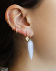 20K Gold "Point Down" Teardrop Pave Diamond Earrings - Peridot Fine Jewelry - Caroline Ellen