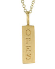 20K Gold Rectangular Engraved SPES/OPES Pendant - Peridot Fine Jewelry - Caroline Ellen