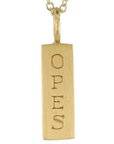 20K Gold Rectangular Engraved SPES/OPES Pendant - Peridot Fine Jewelry - Caroline Ellen
