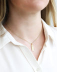 20K Gold Rectangular Engraved SPES/OPES Pendant - Peridot Fine Jewelry - Caroline Ellen