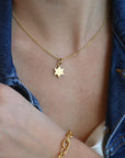 20K Gold Six - Pointed Star Pendant - Peridot Fine Jewelry - Caroline Ellen
