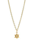 20K Gold Six - Pointed Star Pendant with Star - Set Diamond Center - Peridot Fine Jewelry - Caroline Ellen
