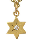 20K Gold Six - Pointed Star Pendant with Star - Set Diamond Center - Peridot Fine Jewelry - Caroline Ellen