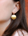 20K Gold Slightly Convex "Rose Petal" Earrings - Peridot Fine Jewelry - Caroline Ellen