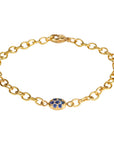20K Gold Small Pave Blue Sapphire "Nugget" Chain Bracelet - Peridot Fine Jewelry - Caroline Ellen