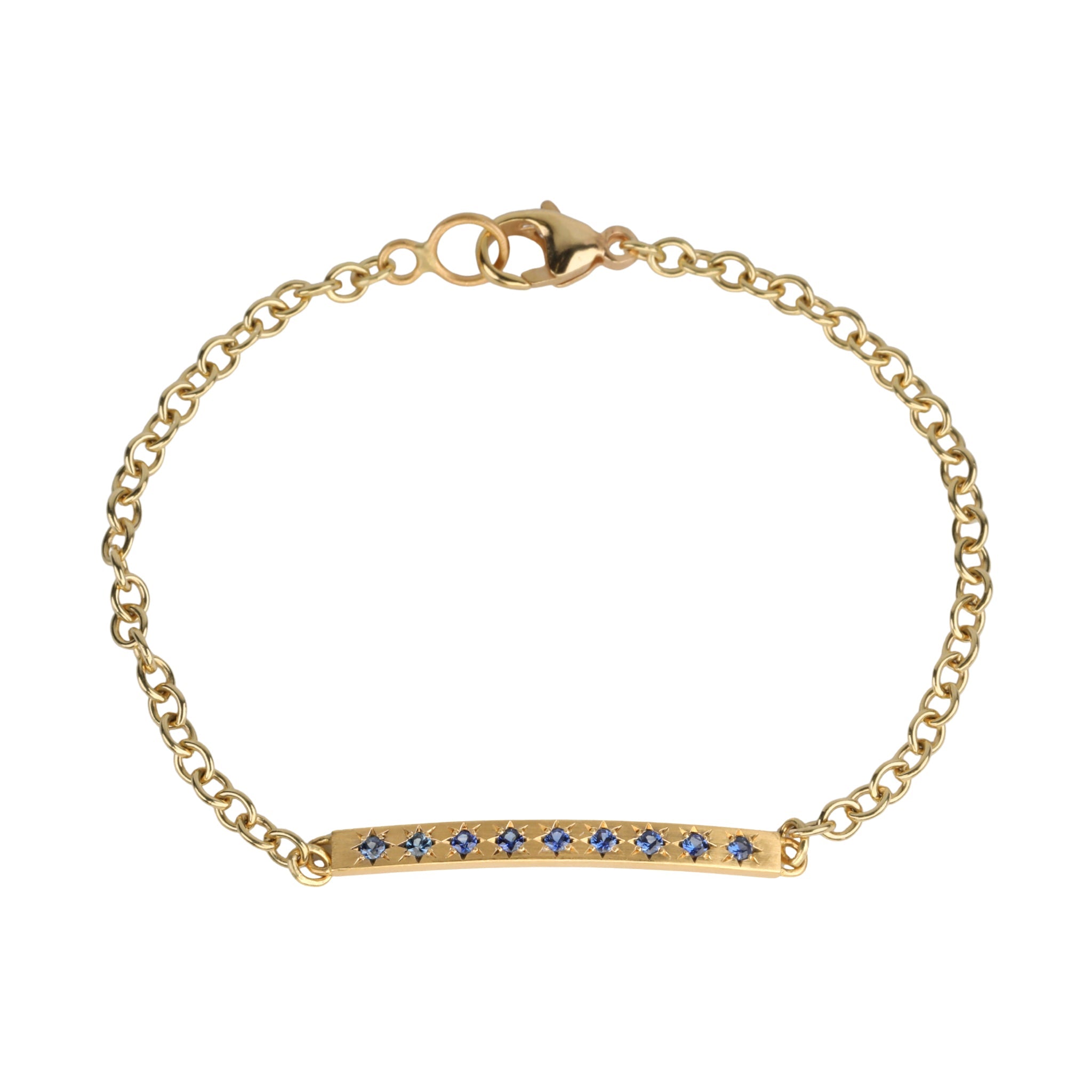 Caroline Ellen 20K Gold Star-Set Blue Sapphire Bar Bracelet on 18K