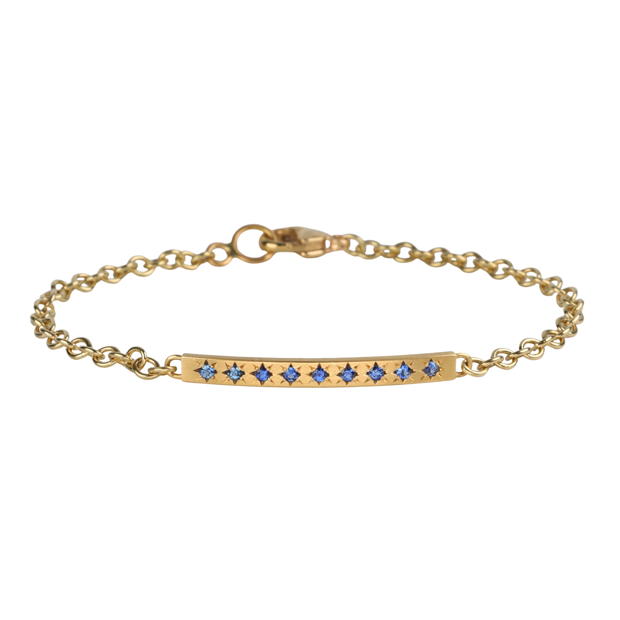 Caroline Ellen 20K Gold Star-Set Blue Sapphire Bar Bracelet on 18K