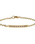 20K Gold Star - Set Blue Sapphire Bar Bracelet on 18K Chain - Peridot Fine Jewelry - Caroline Ellen