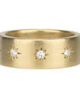 20K Gold Wide Ring With Nine Star - Set Diamonds - Peridot Fine Jewelry - Caroline Ellen