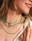 20K Hand - Wrapped Faceted Green Emerald Beaded Necklace - Peridot Fine Jewelry - Caroline Ellen