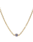 20K Handmade Chain Necklace with Double - Sided Blue Sapphire "Nugget" Centerpiece - Peridot Fine Jewelry - Caroline Ellen