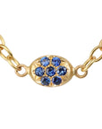 20K Handmade Chain Necklace with Double - Sided Blue Sapphire "Nugget" Centerpiece - Peridot Fine Jewelry - Caroline Ellen