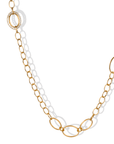 20K Handmade Large "Airy" Chain Necklace with Varying Sized Oval Links & Single Pave Diamond Link - Peridot Fine Jewelry - Caroline Ellen