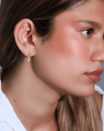 20K Laurel Earrings with Bezel Set Diamond on Stationary Ear Wires - Peridot Fine Jewelry - Caroline Ellen