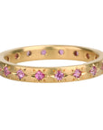 20K Narrow Band with 18 Star - Set Pink Sapphires - Peridot Fine Jewelry - Caroline Ellen