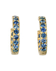 20K & Pave Blue Sapphire Medium Hoop Earrings - Peridot Fine Jewelry - Caroline Ellen