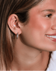 20K & Pave Blue Sapphire Medium Hoop Earrings - Peridot Fine Jewelry - Caroline Ellen