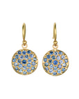 20K Round Medium "Lentil" Earrings with Pave Blue Sapphires - Peridot Fine Jewelry - Caroline Ellen