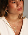 20K Rounded Five - Petal Flower Pendant with Pink Sapphire - Peridot Fine Jewelry - Caroline Ellen