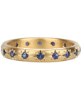 20K Semi - Rounded Ring with 18 Star - Set Blue Sapphires - Peridot Fine Jewelry - Caroline Ellen
