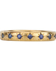 20K Semi - Rounded Ring with 18 Star - Set Blue Sapphires - Peridot Fine Jewelry - Caroline Ellen
