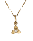 20K Three Petal Flower Pendant with Diamond Center - Peridot Fine Jewelry - Caroline Ellen