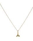 20K Three - Petal Flower Petal with Bezel Set Emerald - Peridot Fine Jewelry - Caroline Ellen