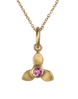 20K Three Petal Pendant with Vivid Pink Vietnamese Sapphire - Peridot Fine Jewelry - Caroline Ellen