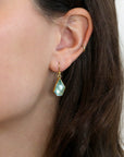 22 & 18K Asymmetrical Polygonal Rosecut Aquamarine Earrings - Peridot Fine Jewelry - Petra Class