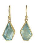 22 & 18K Asymmetrical Polygonal Rosecut Aquamarine Earrings - Peridot Fine Jewelry - Petra Class