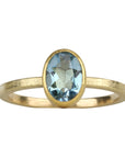 22 & 18K Bezel - Set Faceted Oval Aquamarine Ring - Peridot Fine Jewelry - Petra Class