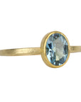 22 & 18K Bezel - Set Faceted Oval Aquamarine Ring - Peridot Fine Jewelry - Petra Class