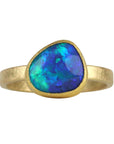 22 & 18K Bezel - Set Gold Australian Opal Ring - Peridot Fine Jewelry - Petra Class