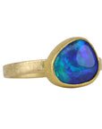 22 & 18K Bezel - Set Gold Australian Opal Ring - Peridot Fine Jewelry - Petra Class
