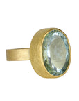 22 & 18K Bezel - Set Oval Aquamarine Ring - Peridot Fine Jewelry - Petra Class