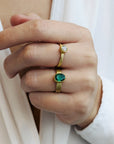 22 & 18K Bezel - Set Oval Zambian Emerald Ring - Peridot Fine Jewelry - Petra Class