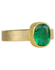 22 & 18K Bezel - Set Oval Zambian Emerald Ring - Peridot Fine Jewelry - Petra Class
