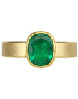 22 & 18K Bezel - Set Oval Zambian Emerald Ring - Peridot Fine Jewelry - Petra Class