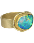 22K & 18K Asymmetrical Australian Opal Ring - Peridot Fine Jewelry - Petra Class