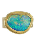 22K & 18K Asymmetrical Australian Opal Ring - Peridot Fine Jewelry - Petra Class