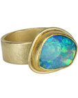 22K & 18K Asymmetrical Australian Opal Ring - Peridot Fine Jewelry - Petra Class