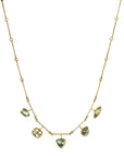 22K & 18K Bar Chain Necklace with Five Mixed Shape Faceted Aquamarines - Peridot Fine Jewelry - Petra Class