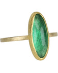 22K & 18K Bezel - Set Elongated Cabochon Emerald Ring - Peridot Fine Jewelry - Petra Class
