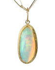 22K & 18K Bezel-Set Freeform Rosecut Faceted Ethiopian Opal Pendant - Peridot Fine Jewelry - Petra Class