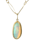 22K & 18K Bezel-Set Freeform Rosecut Faceted Ethiopian Opal Pendant - Peridot Fine Jewelry - Petra Class