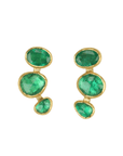 22K & 18K Bezel - Set Mixed Emerald Climber Stud Earrings - Peridot Fine Jewelry - Petra Class